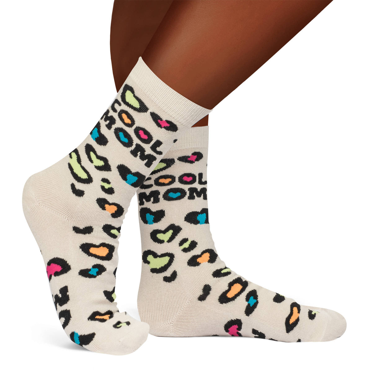 Cool Mom Socks with Cute Colorful Leopard Print Design