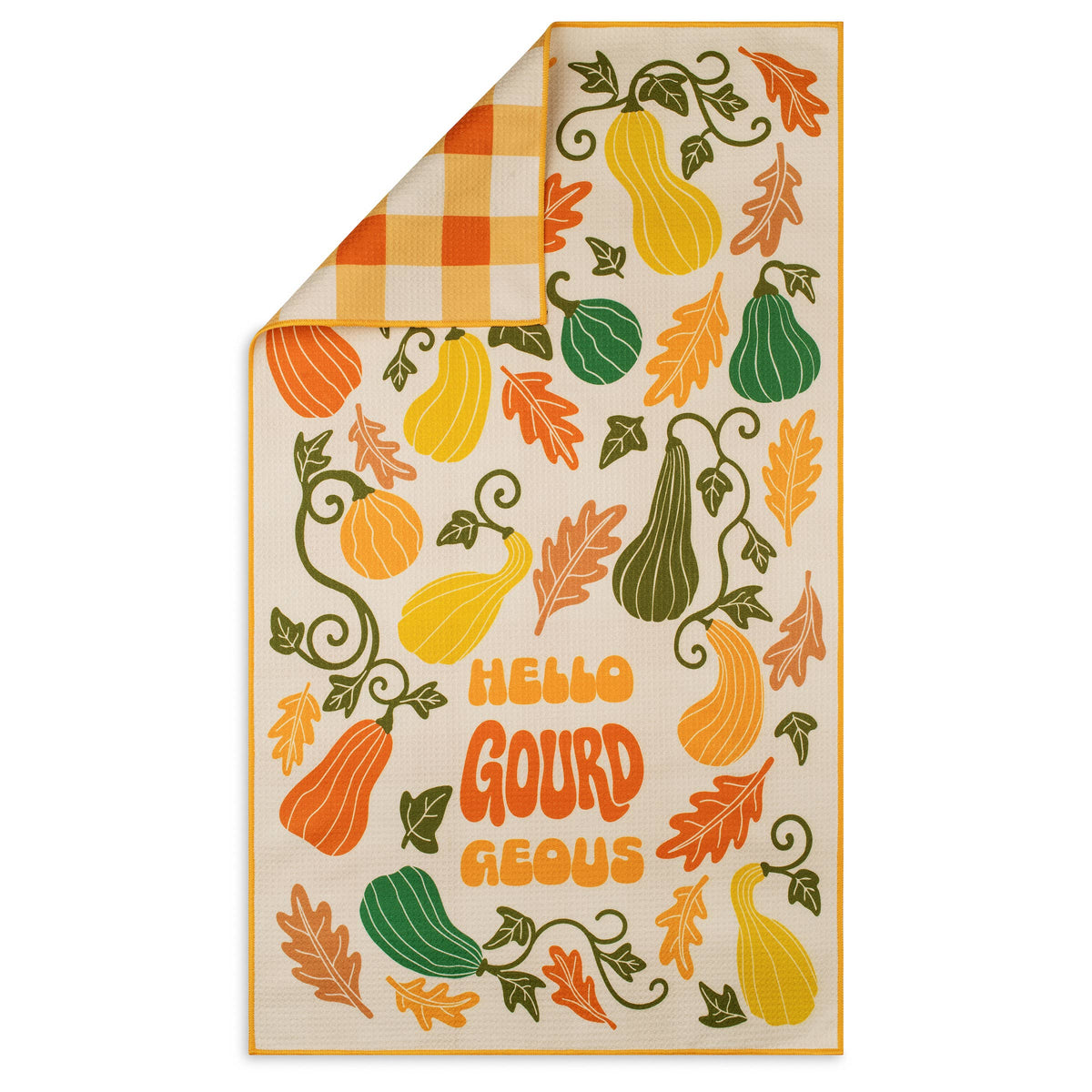 Hello Gourd-geous Fall Decor Microfiber Kitchen Tea Towel