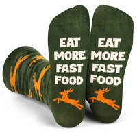 Eat More Fast Food Hunting Socks Funny Gift for Men who Hunt