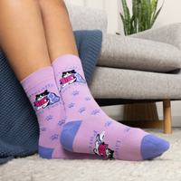 Literally Purr-fect Cat Book Socks for Women