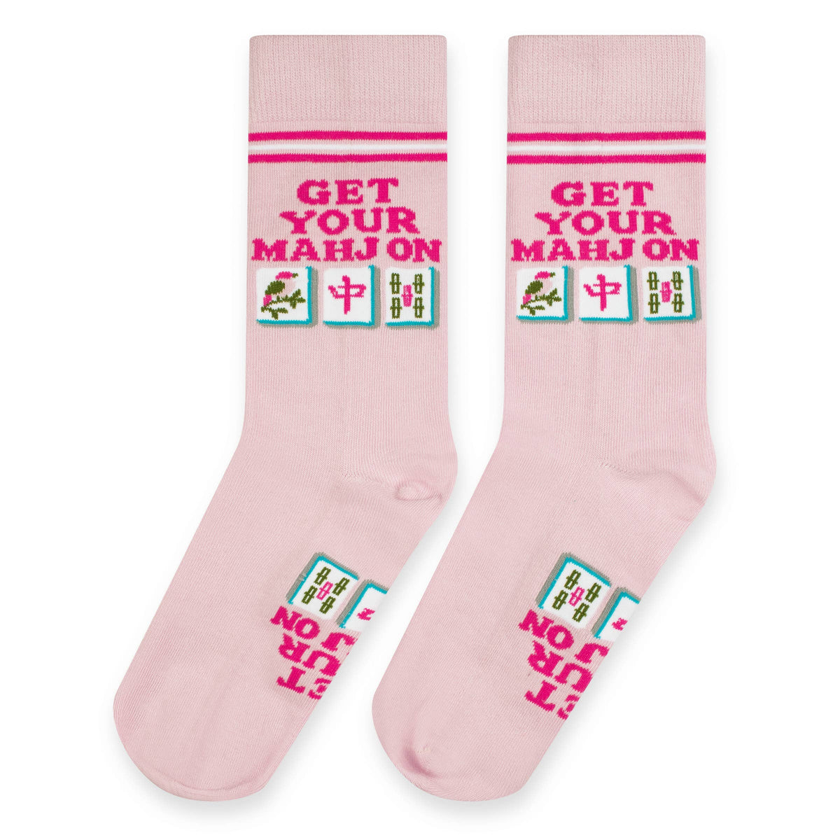 Get Your Mahj-On pink women's crew socks front view