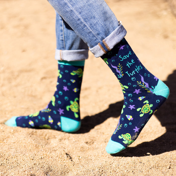 Lavley | Save The Turtles Socks (Unisex) | Fun Novelty Socks