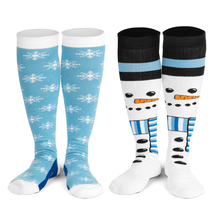 Snowflake & Snowman Knee High Socks (2 Pack)