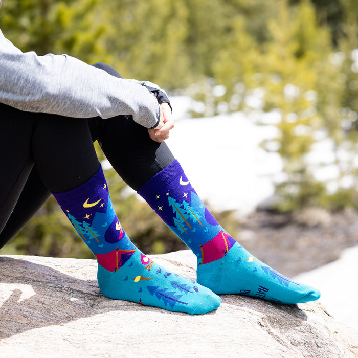 I'd Rather Be Camping Socks (Purple/Teal)