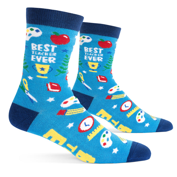 Best Teacher Ever Socks | One Size Fits Most | Funny Novelty Socks — Lavley