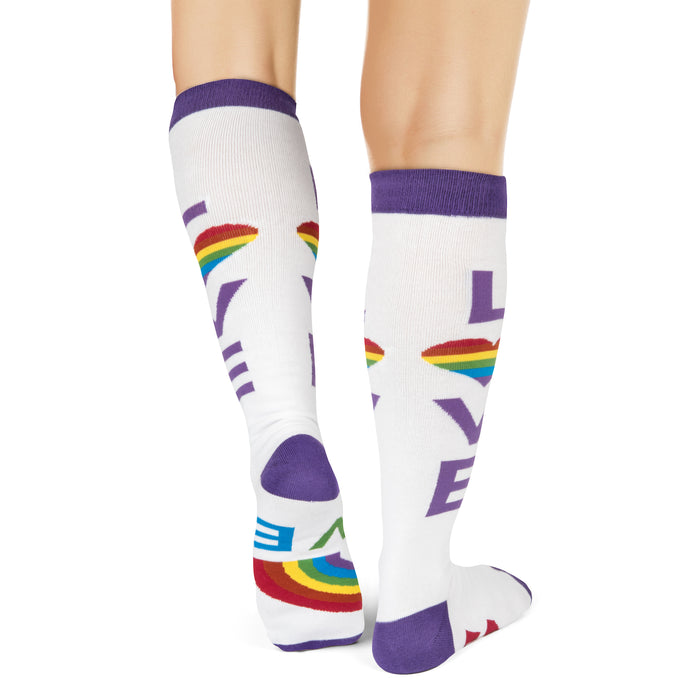  Holiday Hero Rainbow Pride Crew Socks, White Calf High Crew  Socks for Women and Men Rainbow Premium Cotton Made Pride Socks, Men and  Women Striped Socks - White Large : Clothing