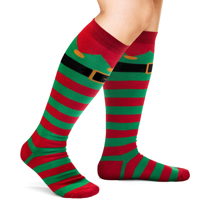 Santa & Elf Knee High Socks (2 Pack)