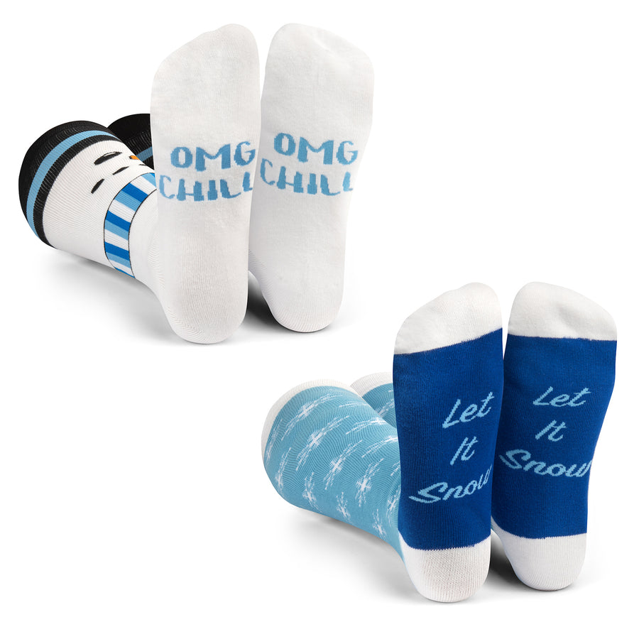 Snowflake & Snowman Knee High Socks (2 Pack)